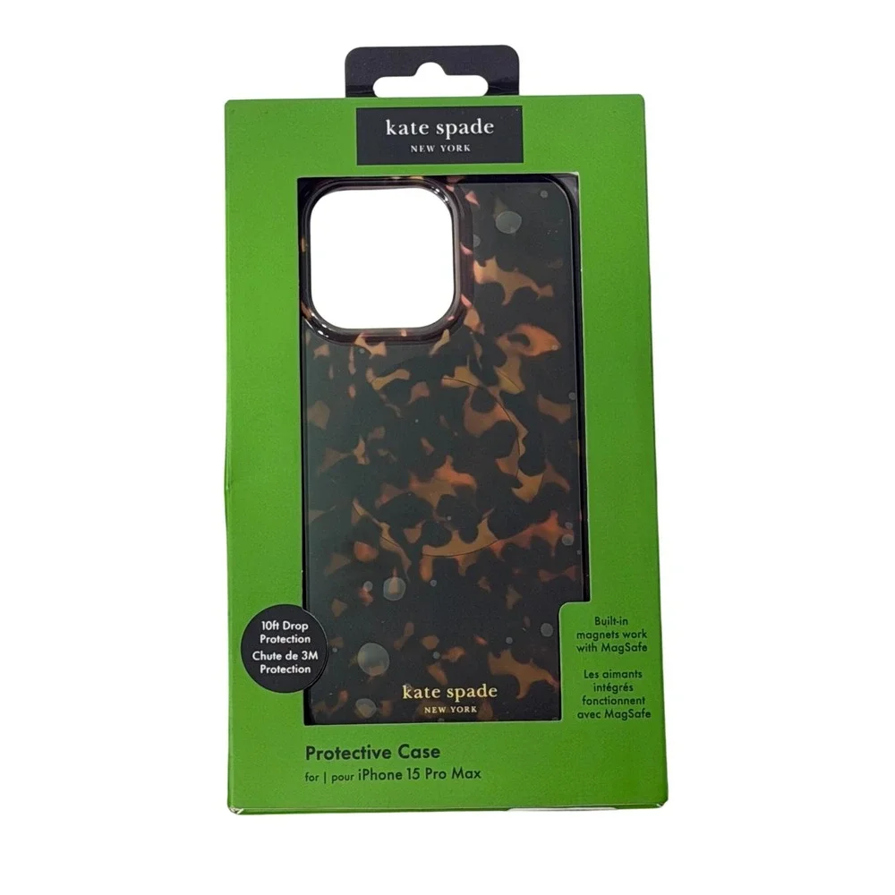 NWT‎ Kate Spade iPhone 15 Pro Max Case Tortoiseshell MagSafe Protective Cover